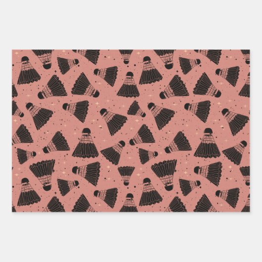 Space Shuttlecock pink grün Geschenkpapier Set (Vorderseite 2)