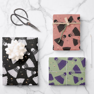 Space Shuttlecock pink grün Geschenkpapier Set