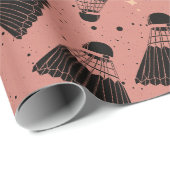 Space Shuttlecock rosa Wrapping Paper Geschenkpapier (Rolleneckpunkt)