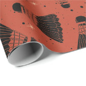 Space Shuttlecock rotes Wrapping Paper Geschenkpapier (Rolleneckpunkt)