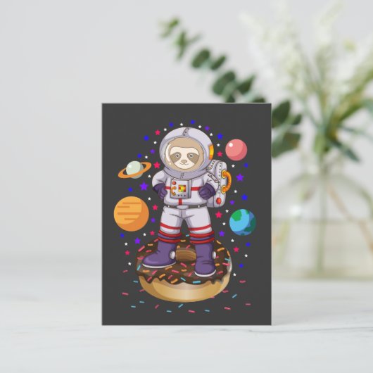 Space Sloth Astronaut Galaxy Planet Donut Candy Postkarte (Stehend Vorderseite)