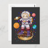 Space Sloth Astronaut Galaxy Planet Donut Candy Postkarte (Vorne/Hinten)