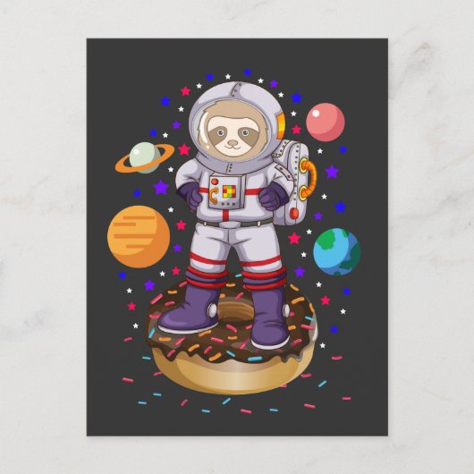 Space Sloth Astronaut Galaxy Planet Donut Candy Postkarte (Vorderseite)