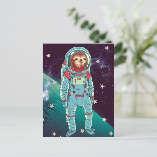 Space Sloth Postkarte (Stehend Vorderseite)