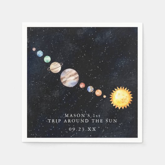 Space | Solar System Birthday Party Serviette (Vorderseite)