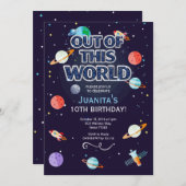 Space Star Birthday Invitation Out Of This World Einladung (Vorne/Hinten)
