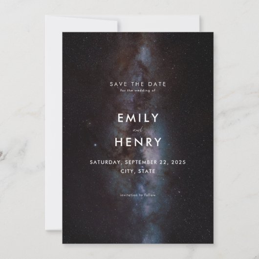 Space Stars Milky Way Galaxy Hochzeit Retten Sie d Save The Date (Vorderseite)