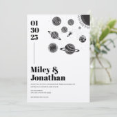 Space Stars Planets Sun Moon Moderne Hochzeit Einladung (Stehend Vorderseite)