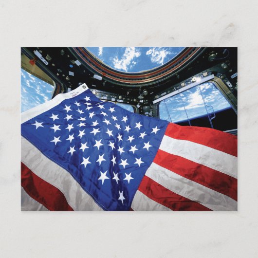 Space Station American Flag Earth Orbit Postkarte (Vorderseite)