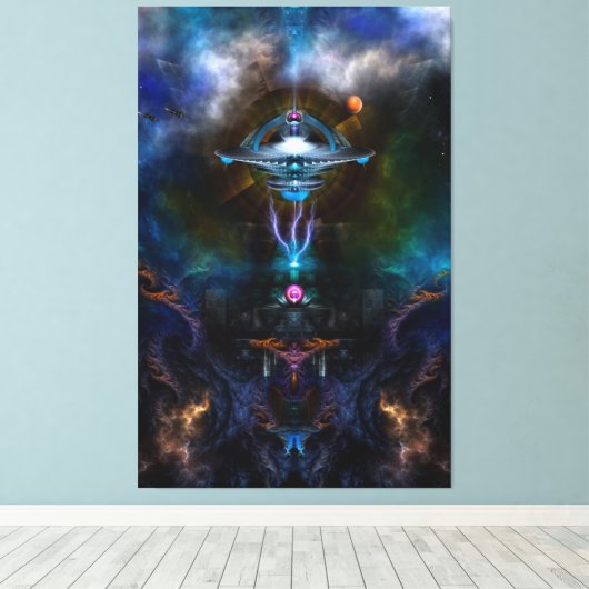 Space Station Ansarious Canvas Print Leinwanddruck (Insitu (Holzboden))