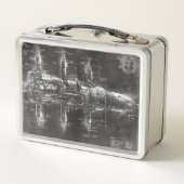 Space Station Black Blueprint Metall Brotdose (Rückseite)