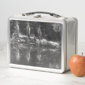 Space Station Black Blueprint Metall Brotdose (Beispiel)