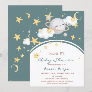Space Sterne Wolken Planet Vorbeifahrt Baby Shower Einladung