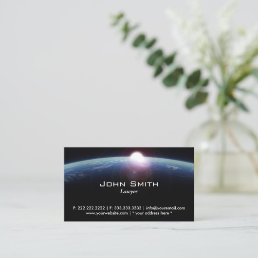 Space Sunrise Lawyer/Attorney Business Card Visitenkarte (Stehend Vorderseite)