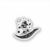 “Space Surfer – Minimalist Astronaut Cosmic Ride Aufkleber (Vorderseite)