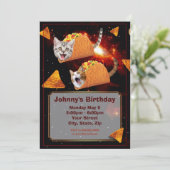 Space Taco Katzen Funny Invasion Einladung (Stehend Vorderseite)