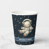 Space Teddy Bear Astronaut Baby Boy Birthday Cups Pappbecher (Rückseite)