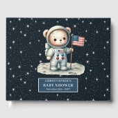 Space Teddy Bear Astronaut Boy Baby Dusche anmelde Gästebuch (Vorderseite)