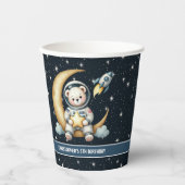 Space Teddy Bear Astronaut Boy Party Paper Cups Pappbecher (Vorderseite)