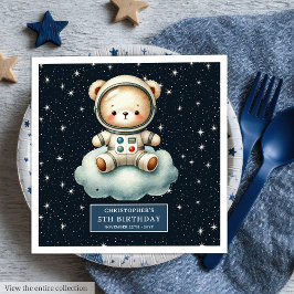 Space Teddy Bear Astronaut Napkins Boy Birthday Serviette
