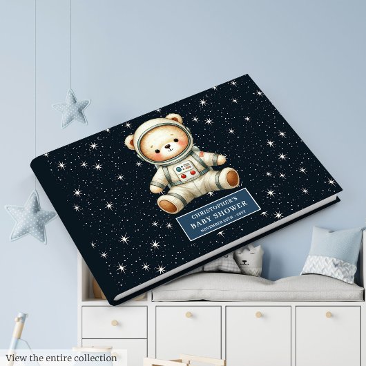 Space Teddy Bear Baby Boy Showroom Guest Journal Gästebuch