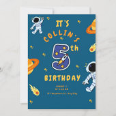 Space Theme 5th Birthday Invitation for Boys Einladung (Vorderseite)