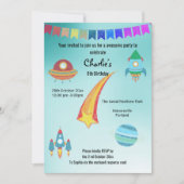 Space Theme Aqua Star Geburtstag Einladung (Vorderseite)