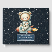 Space Theme Baby Boy Guest Book Teddy Bear Gästebuch (Vorderseite)