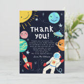 Space Theme Baby Dusche Dankeskarte (Stehend Vorderseite)