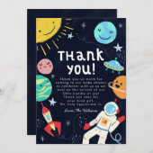 Space Theme Baby Dusche Dankeskarte (Vorne/Hinten)
