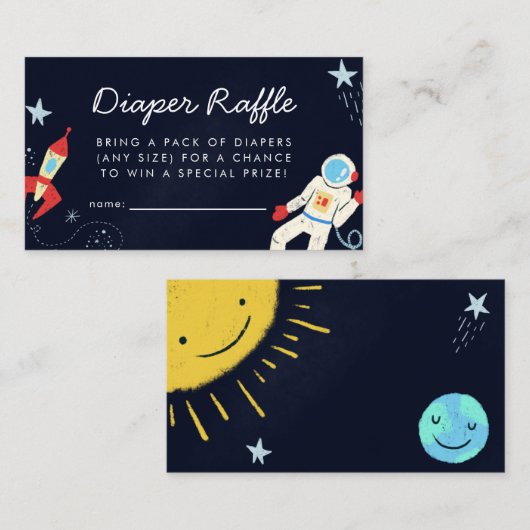 Space Theme Baby Showdusche Windeln Raffle Ticket Begleitkarte (Vorne/Hinten)