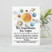 Space Theme Baby Shower Einladungen (Stehend Vorderseite)