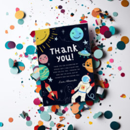 Space Theme Birthday Party Dankeskarte