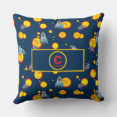 Space Theme for Boys in Blue Red and Yellow Name Kissen (Rückseite)