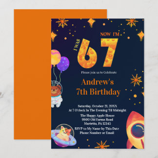 Space Theme I Was 6 Now I’m 7 Boy Birthday Einladung