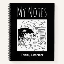 Space Theme Notebook mit dem Namen des Eigentümers Notizblock