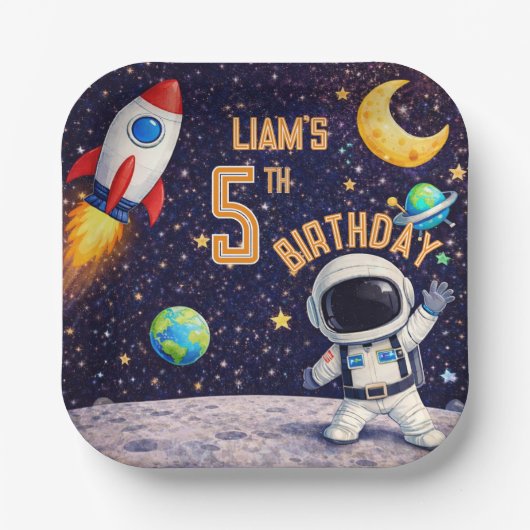 Space theme Outer space Rocket Ship Pappteller (Vorderseite)