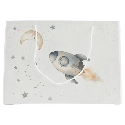 Space Theme Paper Bag for Kids Große Geschenktüte (Vorderseite)
