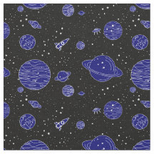 Space Theme Planets Rockets Stars auf schwarz