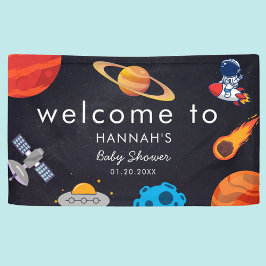 Space Theme Willkommen Niedliche Baby Dusche Banner