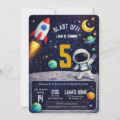 Space Themed Birthday Blast Off Outer Space Einladung (Vorderseite)