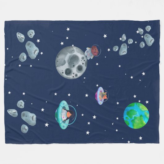Space themed blanket. fleecedecke (Vorderseite (Horizontal))