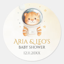 Space Tiger Baby Dusche Pflegeaufkleber