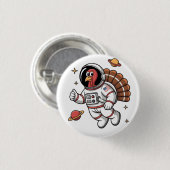 Space Turkey Astronaut Gobbler Erntedank Button (Vorne & Hinten)