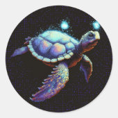 Space Turtle Runder Aufkleber (Vorderseite)