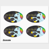 Space Unicorn! Aufkleber! Ovaler Aufkleber (Blatt)