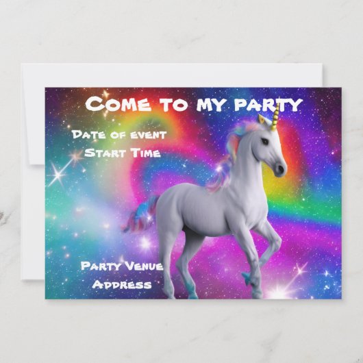 Space Unicorn-Party Einladung (Vorderseite)