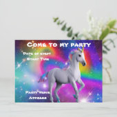 Space Unicorn-Party Einladung (Stehend Vorderseite)