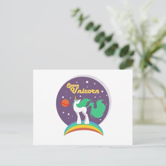 Space Unicorn Postkarte (Stehend Vorderseite)