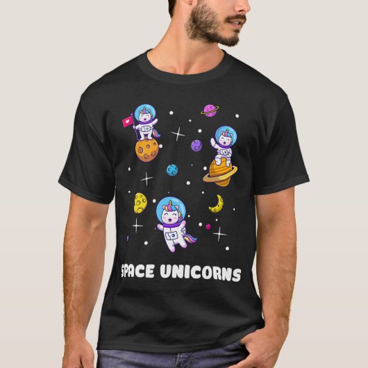 Space Unicorns Astronautin Funny Astronomie liebt T-Shirt (Vorderseite)